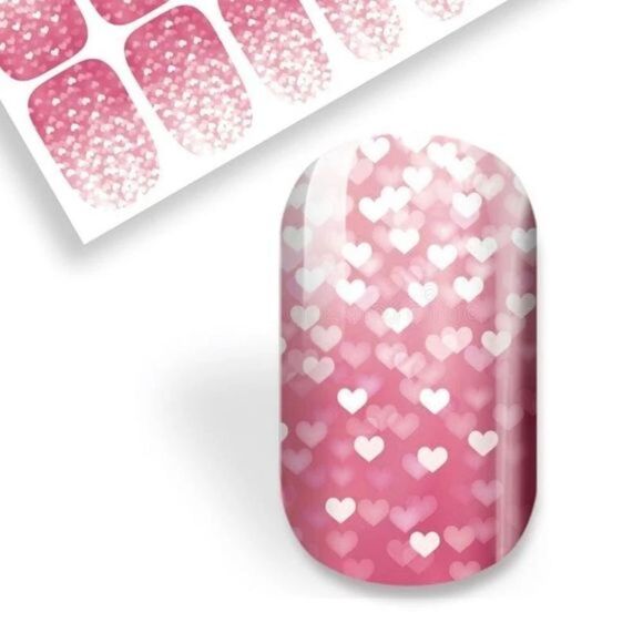 #0527 Colour Flash - Follow My Heart,hearts, ombré on baby pink base, nail wraps - Picture 4 of 12